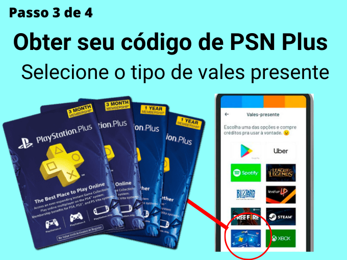 Passo 3 de 4 para Obter seu código de PSN Plus