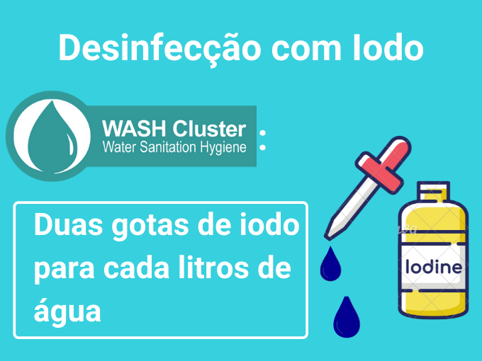 Duas gotas de iodo para cada litros de água