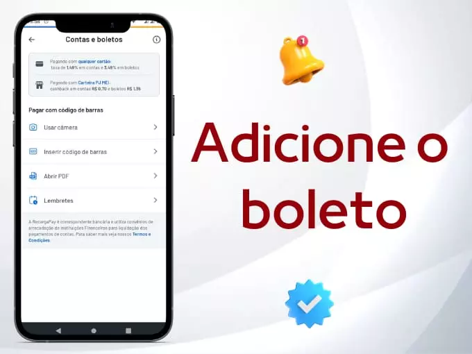 Adicione o boleto